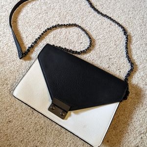 Banana Republic genuine leather black and white cross body envelope purse